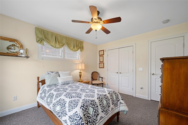 7 White Oak Ct Unit 7, Coram, NY 11727 - carpeted bedroom with a closet, baseboards, and ceiling fan