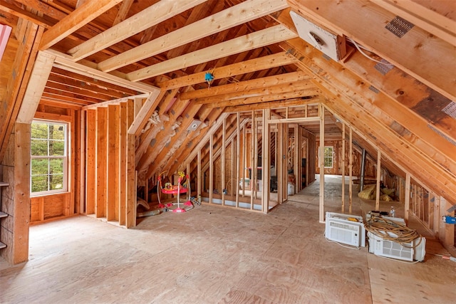 view of unfinished attic
