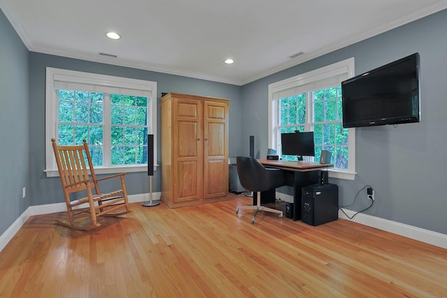 1988 Beekman Ct, Yorktown Heights, NY 10598 - office space featuring baseboards, crown molding, light wood-type flooring, and recessed lighting