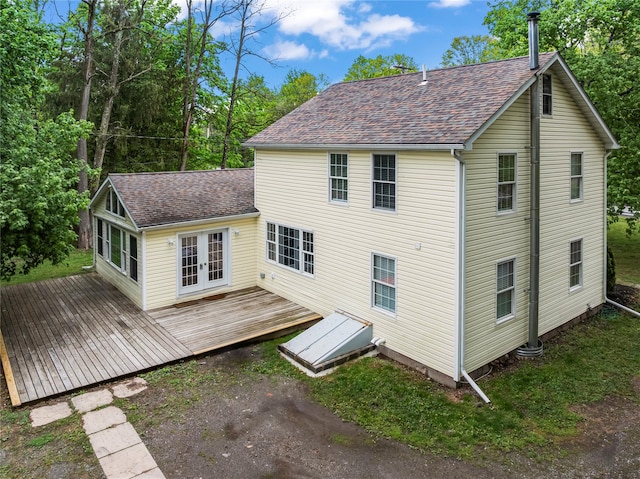 5105-5103 Rte 82, Salt Point, NY 12578 - rear view of house featuring french doors, a wooden deck, and roof with shingles