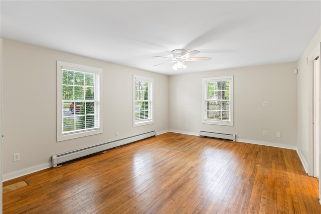 5105-5103 Rte 82, Salt Point, NY 12578 - empty room featuring baseboard heating, a ceiling fan, hardwood / wood-style flooring, and baseboards
