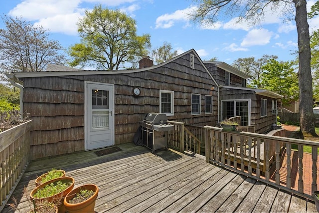 deck with a grill
