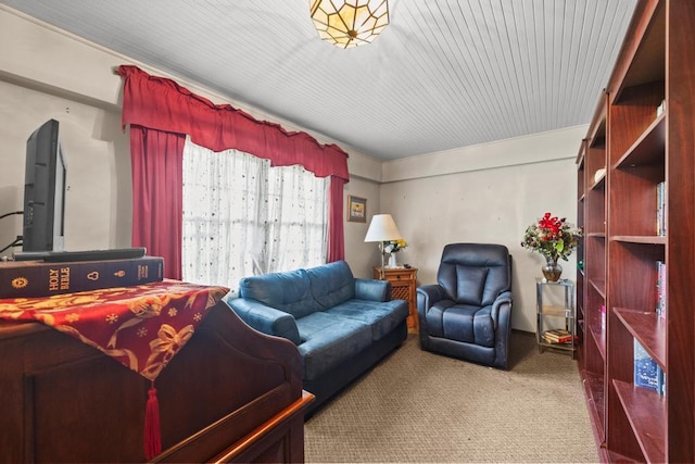 living room with carpet flooring