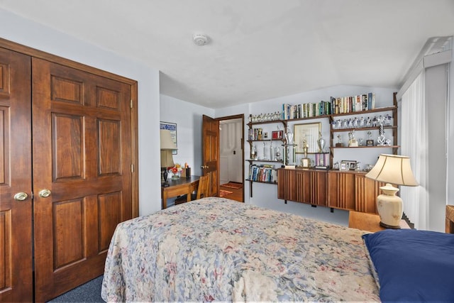bedroom featuring vaulted ceiling