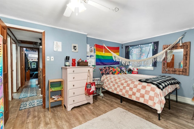 45 Proctor Rd, Eldred, NY 12732 - bedroom with crown molding, wood finished floors, and a ceiling fan