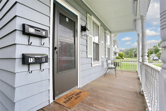 deck featuring a porch