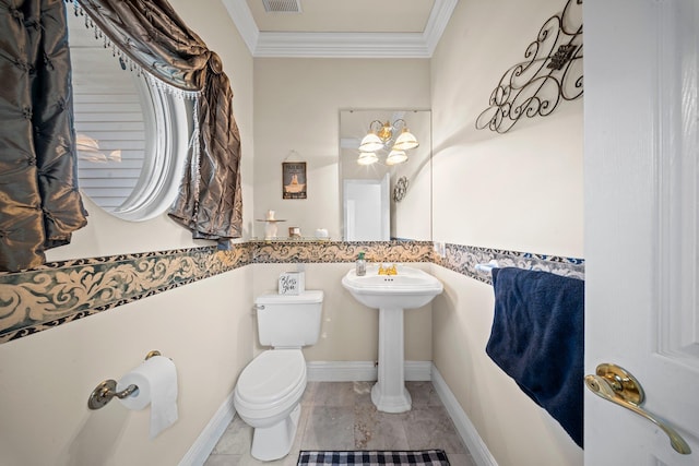 9 Fairwind Ct, Oakdale, NY 11769 - bathroom featuring crown molding and toilet