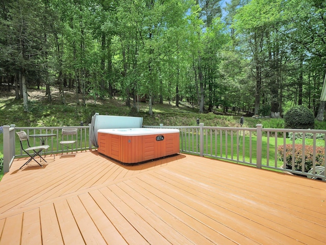 229 Eldred Yulan Rd, Eldred, NY 12792 - deck with a hot tub and view of scattered trees