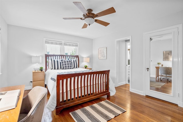208 Wagner Ave, Mamaroneck, NY 10543 - bedroom featuring wood finished floors, a ceiling fan, and baseboards