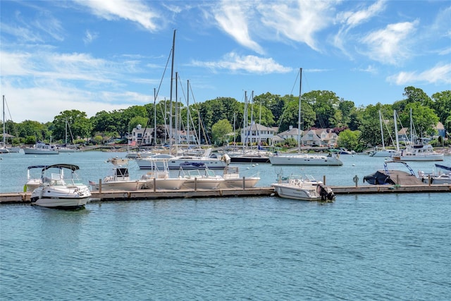 208 Wagner Ave, Mamaroneck, NY 10543 - dock area featuring view of wooded area and a water view