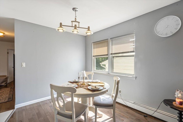 175 Frederick Ave, South Floral Park, NY 11001 - dining room featuring a baseboard radiator, wood finished floors, and baseboards