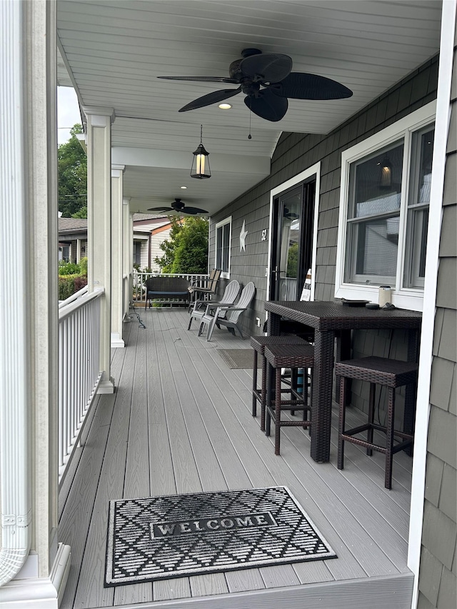 52 S Windhorst Ave, Bethpage, NY 11714 - porch featuring a ceiling fan