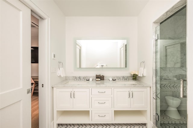 67 Old Boathouse Ln N, Hampton Bays, NY 11946 - full bath with double vanity and a shower stall