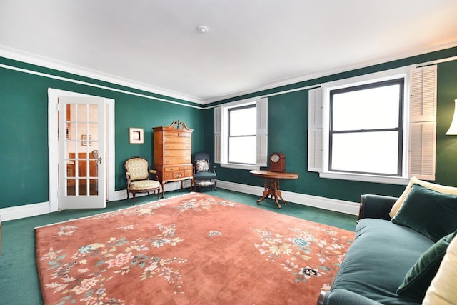37BROMPTON Road 5-B, Great Neck, NY 11021 - carpeted home theater room with baseboards and ornamental molding
