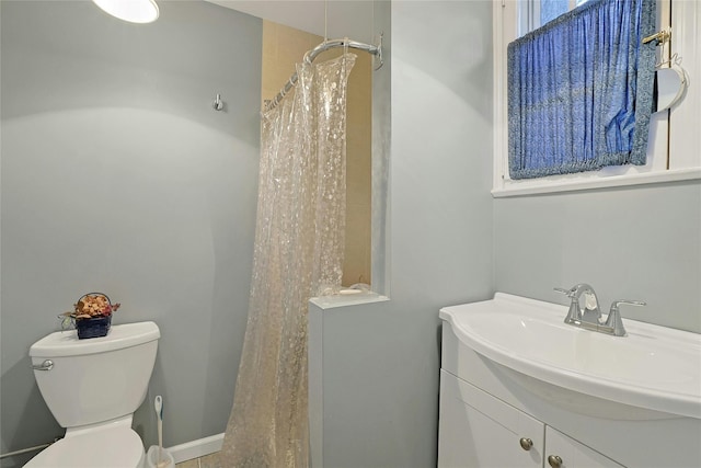 7 Southminster Dr, White Plains, NY 10604 - bathroom featuring toilet, vanity, and a shower with curtain