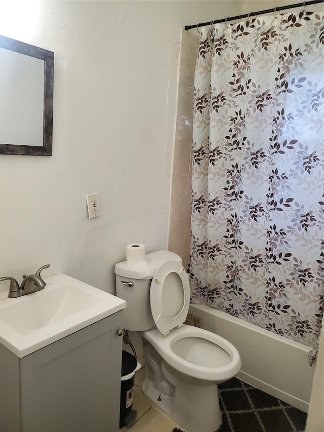 331 Jayne Blvd, Port Jefferson Station, NY 11776 - full bathroom featuring vanity, shower / bath combination with curtain, toilet, and tile patterned flooring