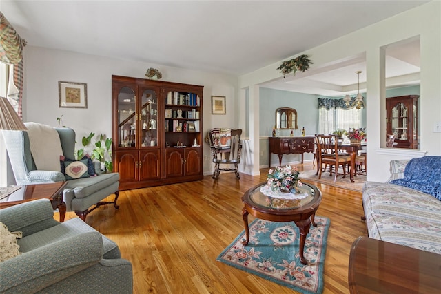 living room with wood finished floors