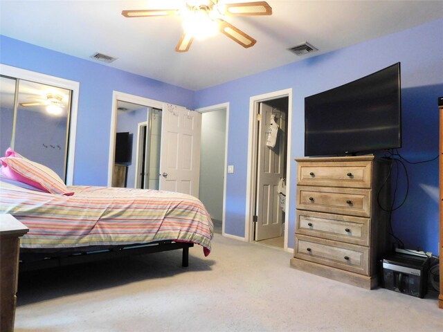 42 Touchstone Way, Millwood, NY 10546 - bedroom with light colored carpet, two closets, and ceiling fan
