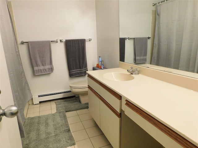 42 Touchstone Way, Millwood, NY 10546 - bathroom with baseboard heating, vanity, tile patterned floors, and a shower with curtain