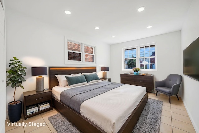 15940 95th St, Howard Beach, NY 11414 - bedroom with light tile patterned flooring and recessed lighting