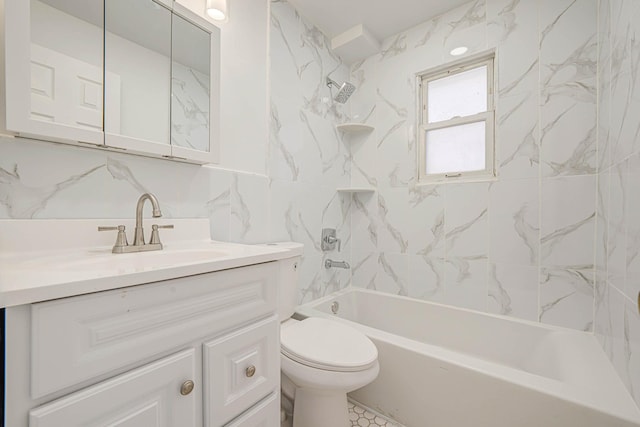 15940 95th St, Howard Beach, NY 11414 - full bath featuring tile walls, vanity, toilet, and bathing tub / shower combination