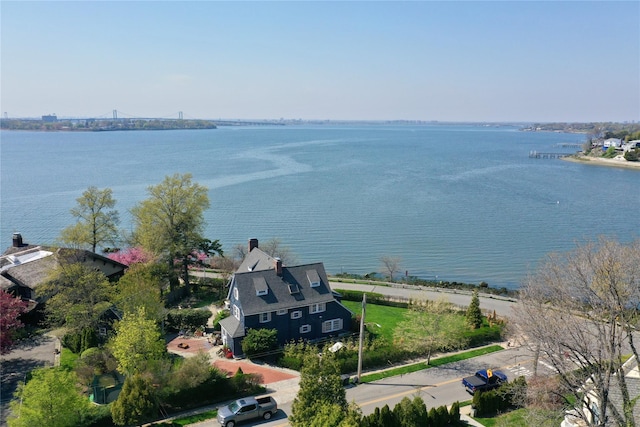 aerial view of a nearby body of water