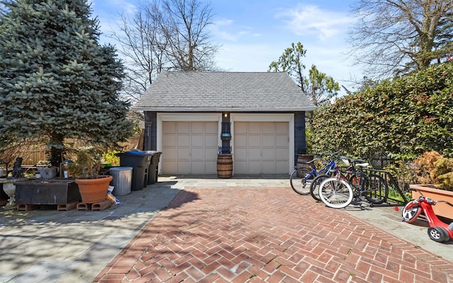 view of detached garage