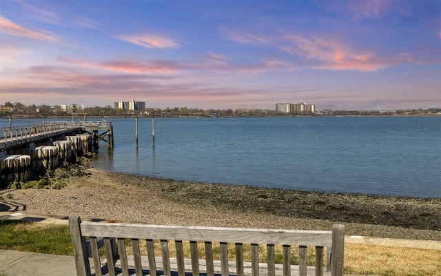 water view with a boat dock