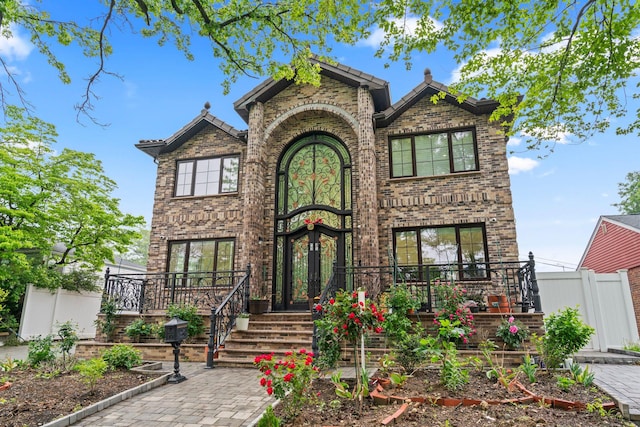 63-41 252nd St, Little Neck, NY 11362 - view of front of property with brick siding and french doors