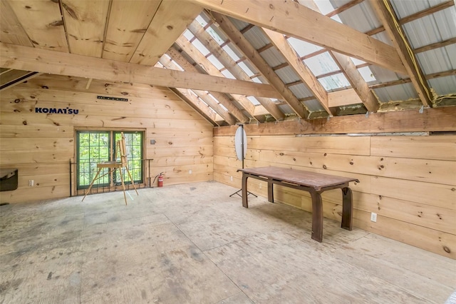 24 Overhill Ln, Warwick, NY 10990 - additional living space with a skylight, wood walls, and vaulted ceiling
