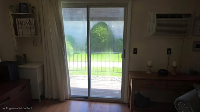 1115 Cherry Hill Dr, Poughkeepsie, NY 12603 - entryway featuring light wood-style floors and a wall mounted air conditioner