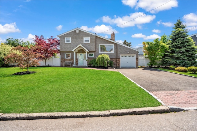 8 Vera Ct, West Islip, NY 11795 - view of front of home with driveway, stone siding, a chimney, and a garage