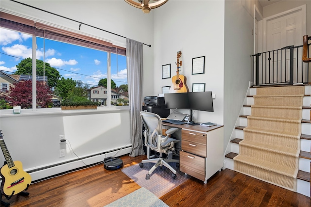 8 Vera Ct, West Islip, NY 11795 - office space featuring dark wood-style floors and a baseboard radiator
