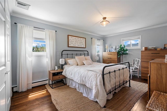 8 Vera Ct, West Islip, NY 11795 - bedroom featuring wood finished floors, baseboard heating, and crown molding