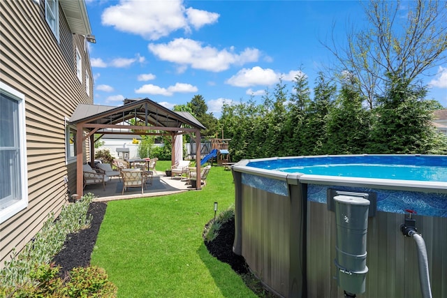 8 Vera Ct, West Islip, NY 11795 - swimming pool with a gazebo, a patio area, and a playground
