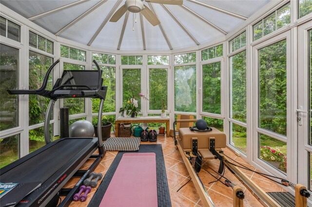 125 Hawkes Ave, Ossining, NY 10562 - sunroom featuring ceiling fan and french doors