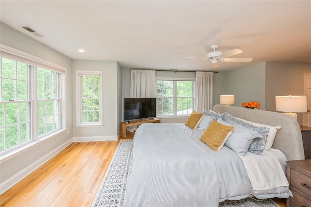 125 Hawkes Ave, Ossining, NY 10562 - bedroom featuring baseboards, light wood-type flooring, a ceiling fan, and recessed lighting