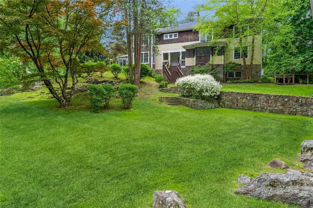 125 Hawkes Ave, Ossining, NY 10562 - view of green lawn with stairs