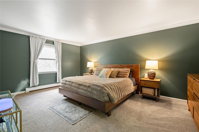 50 Maple Wood Dr, Brewster, NY 10509 - carpeted bedroom with a baseboard heating unit, ornamental molding, and baseboards