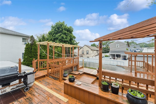 539 Keller Ave, Elmont, NY 11003 - wooden terrace featuring a pergola and a residential view