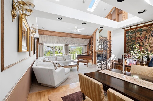 58 Roundtop Rd, Yonkers, NY 10710 - living area with a skylight and a ceiling fan