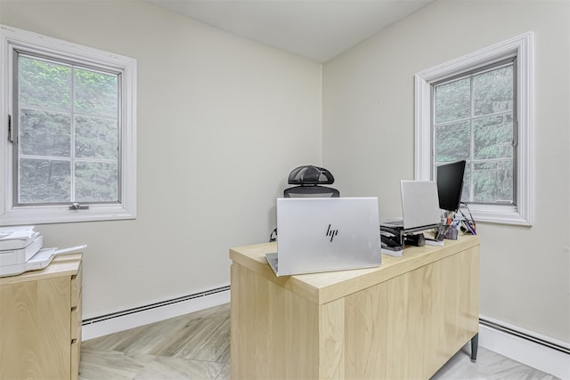 home office featuring a baseboard radiator