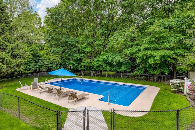 view of pool with a gate and a patio area