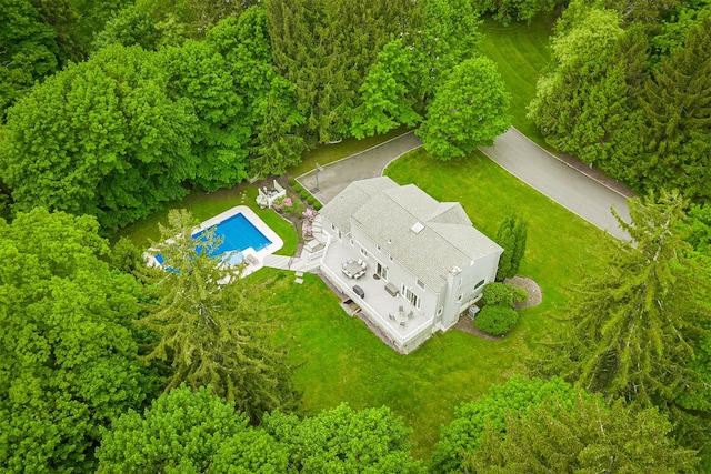 aerial view of a pool