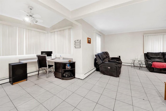 680 Corbalis Pl, Yonkers, NY 10703 - office space with baseboards, ceiling fan, and baseboard heating