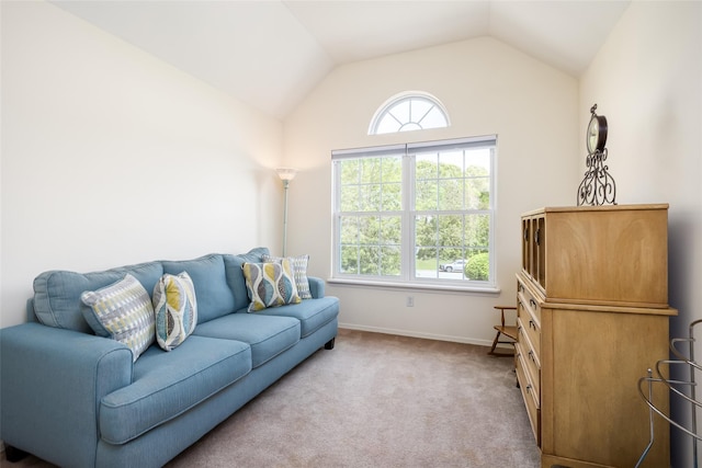 21 Coventry Ln, Smithtown, NY 11787 - living area featuring plenty of natural light, lofted ceiling, carpet, and baseboards