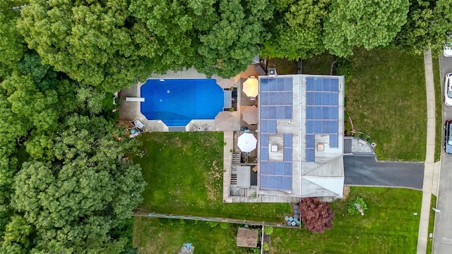 aerial view of a pool