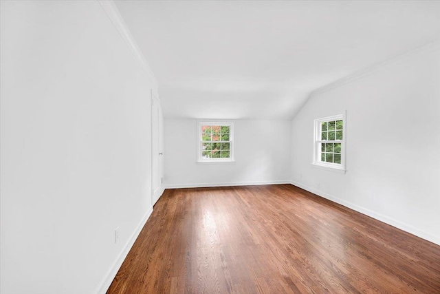 2356 Palmer Ave, New Rochelle, NY 10801 - unfurnished room with wood finished floors, crown molding, healthy amount of natural light, and vaulted ceiling