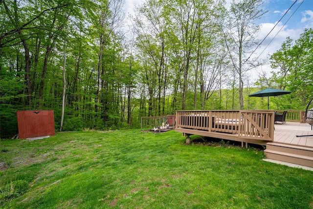 444 Haviland Hollow Rd, Patterson, NY 12563 - view of green lawn featuring a deck