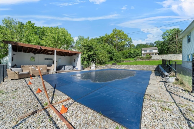 50 Old Dutch Hollow Rd, Monroe, NY 10950 - view of pool with outdoor lounge area, a patio, and view of wooded area